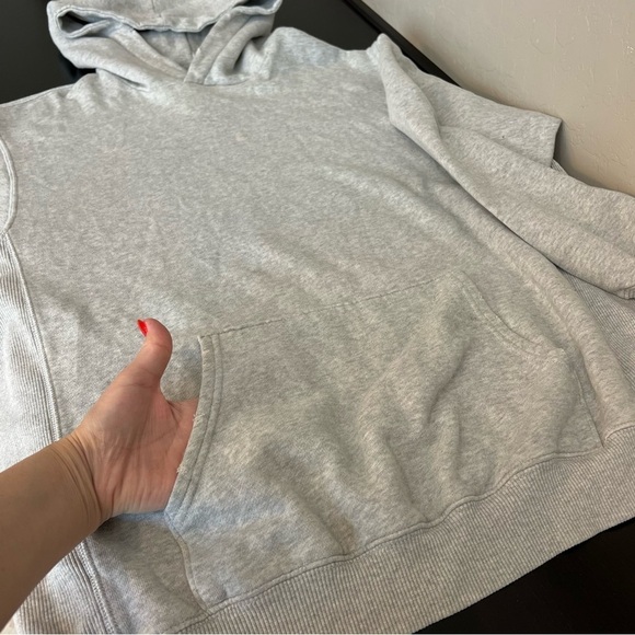 Aerie Oversized pullover hoodie, grey, cotton, back graphic, size M - Picture 5 of 13